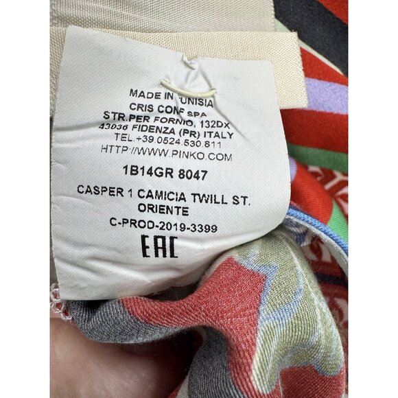 Pinko Women's Button Up Multi-Print Shirt Geometric Floral Size 2 - Picture 11 of 12